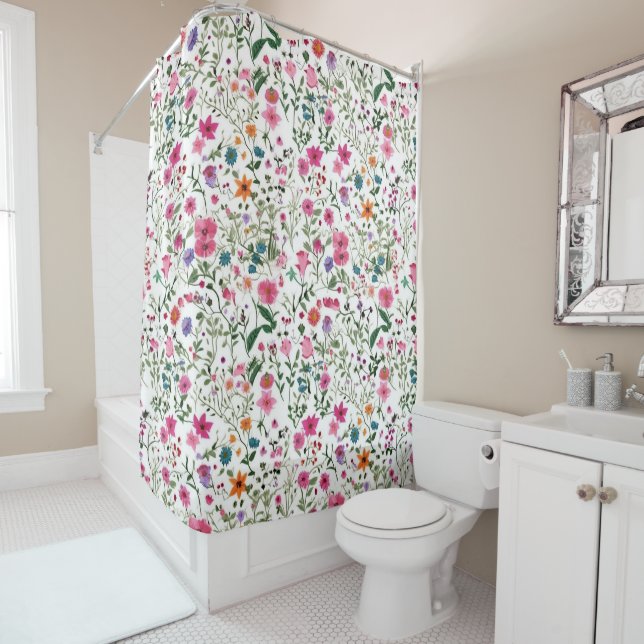 Summer Wildflower Garden Shower Curtain (In Situ)