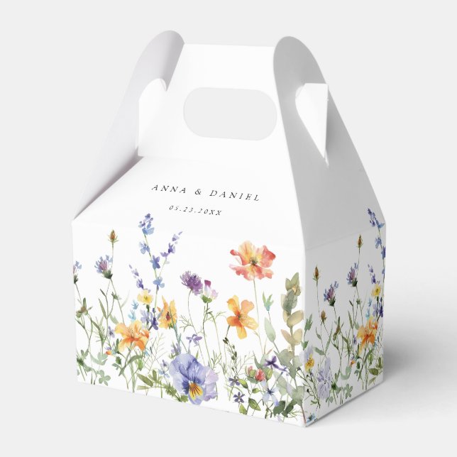 Summer Wildflower Garden Wedding Favour Boxes (Front Side)