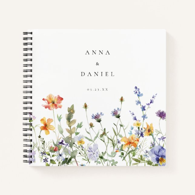 Summer Wildflower Garden Wedding Guest Book (Front)