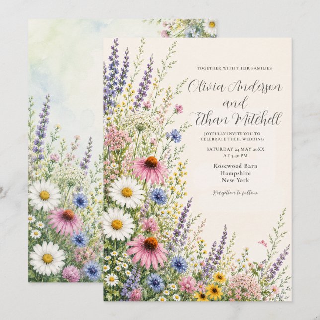 Summer Wildflower Garden Wedding Invitation (Front/Back)
