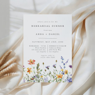 Summer Wildflower Garden Wedding Rehearsal Dinner Invitation