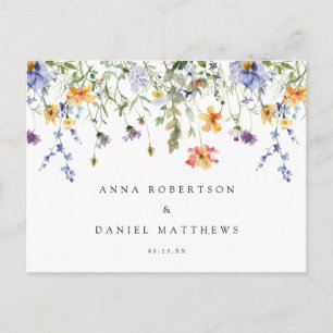 Summer Wildflower Garden Wedding Response Postcard