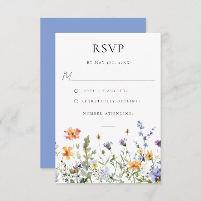Summer Wildflower Garden Wedding RSVP Card (Front/Back)