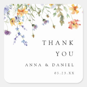 Summer Wildflower Garden Wedding Square Sticker