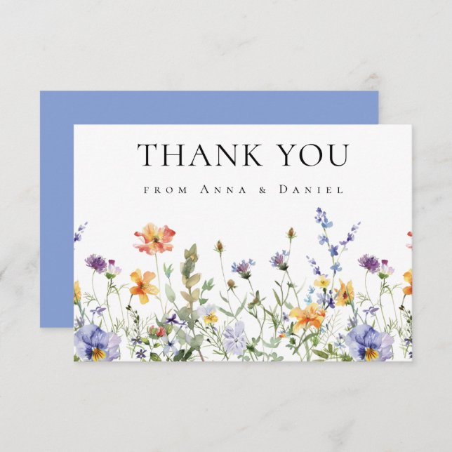 Summer Wildflower Garden Wedding Thank You Card (Front/Back)