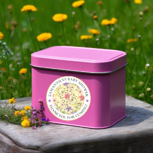Summer Wildflower Meadow Baby Shower Classic Round Sticker