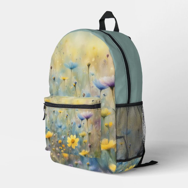 Summer Wildflower Meadow Printed Backpack (Back Corner Right)