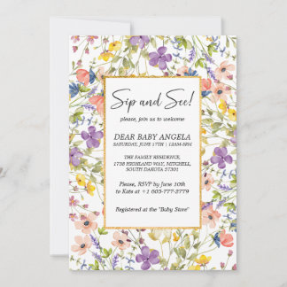 Summer Wildflower Meadow Sip And See Invitation
