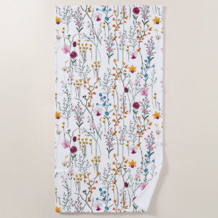 Summer Wildflower Pattern Beach Towel