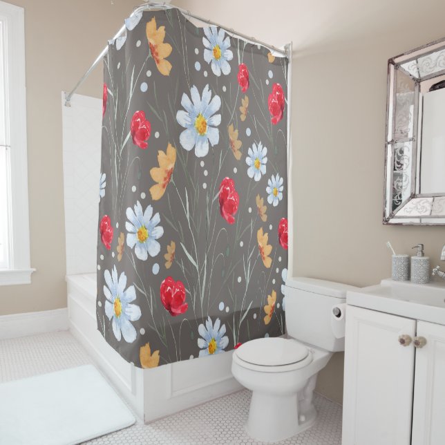 Summer Wildflower Pattern  Shower Curtain (In Situ)