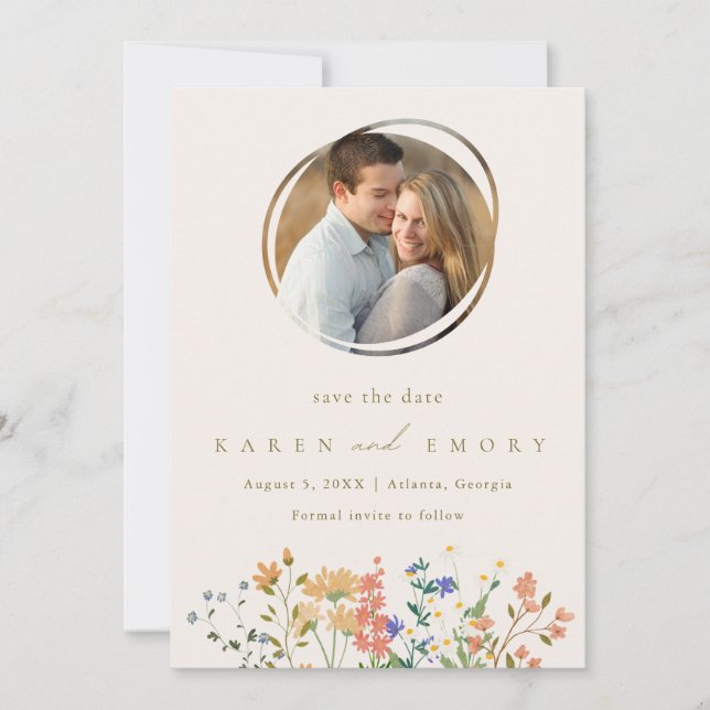 Summer Wildflower Photo Wedding  Save The Date (Front)