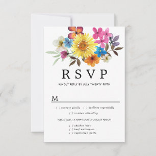 Summer Wildflower RSVP Card, Meal Options Card
