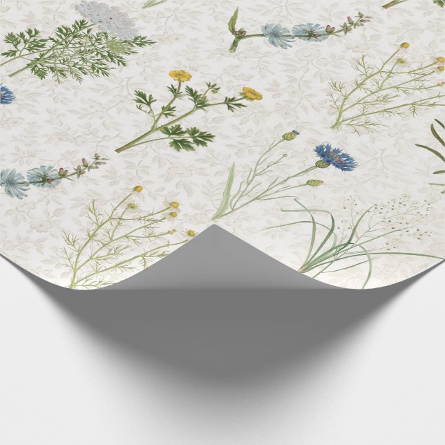 Summer Wildflower Vintage Floral Meadow Wrapping Paper (Corner)
