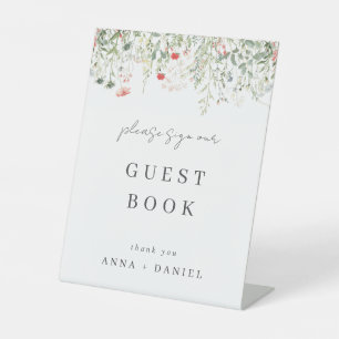 Summer Wildflower Wedding Guest Book Pedestal Sign