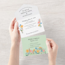 Summer Wildflower Wedding Invitation All in One