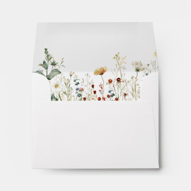 Summer Wildflower Wedding Self-Addressed RSVP Envelope (Back (Bottom))