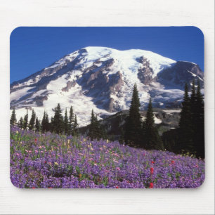 summer wildflowers at the base of Mount Rainier, 2 Mouse Pad