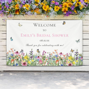 Summer Wildflowers & Butterflies Bridal Shower Banner