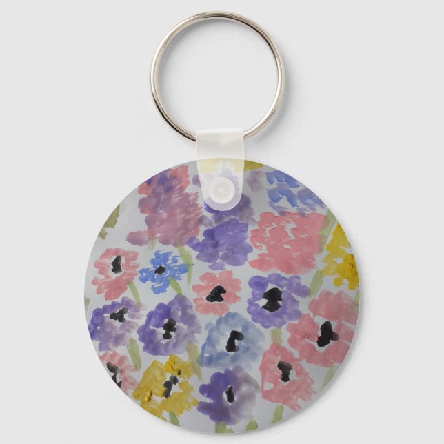 Summer Wildflowers Button Key Ring (Front)
