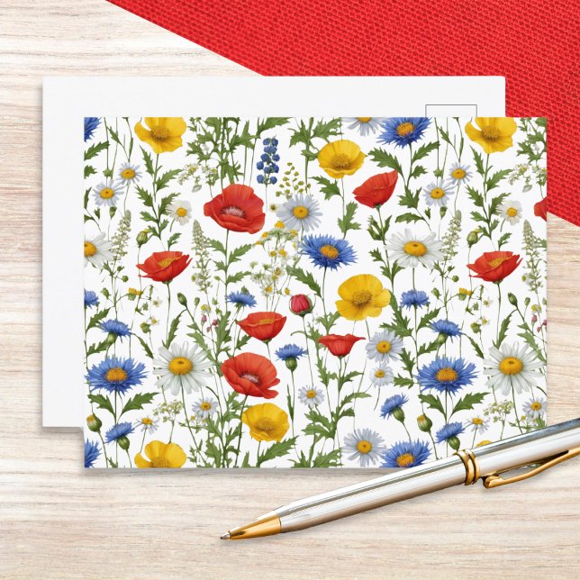 Summer Wildflowers Colourful Floral Postcard (A postcard with colorful summer wildflowers design. Ideal for nature lovers and fans of floral style)