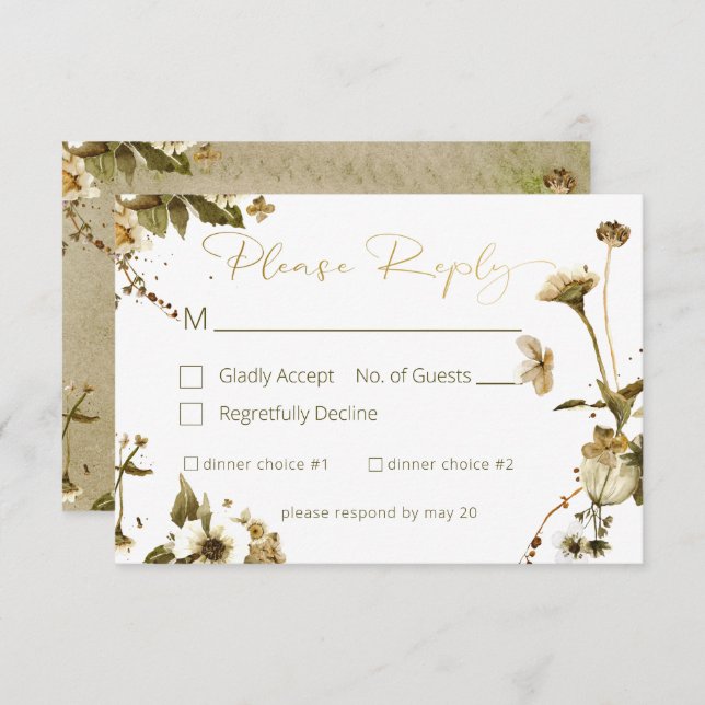 Summer Wildflowers & Daisies Wedding RSVP Card (Front/Back)
