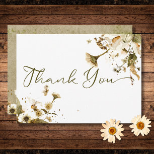 Summer Wildflowers & Daisies Wedding Thank You Card