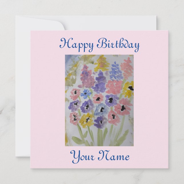 Summer Wildflowers Flat Birthday Card (Front)