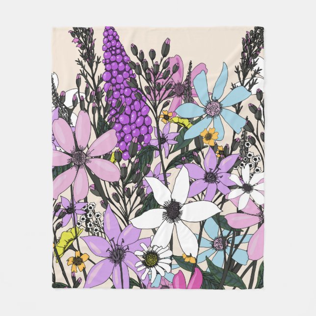 Summer Wildflowers Fleece Blanket (Front)
