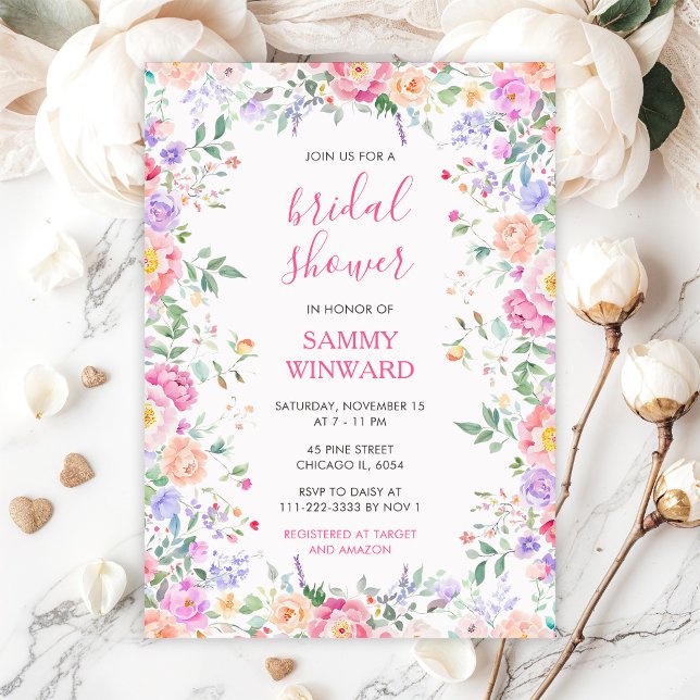 Summer Wildflowers Floral Bridal Shower  Invitation (Creator Uploaded)