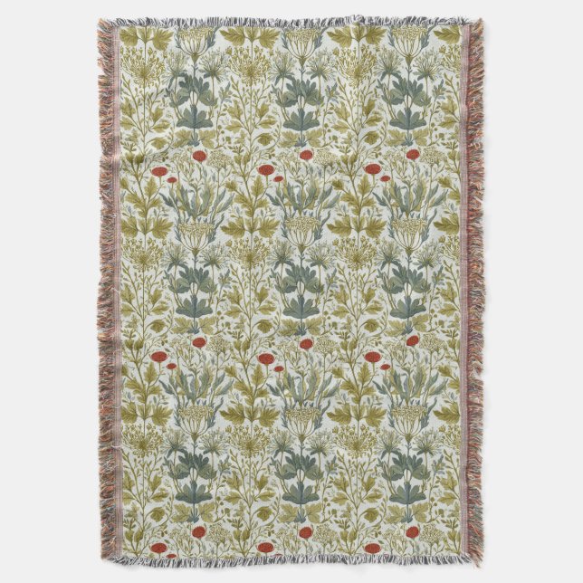 Summer Wildflowers Floral Throw Blanket (Front Vertical)
