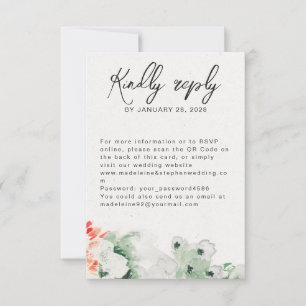 Summer Wildflowers green & orange QR Code online RSVP Card