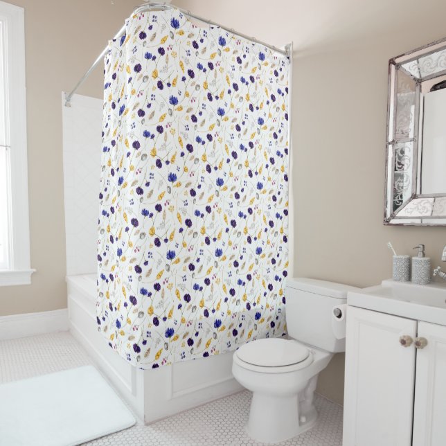 Summer Wildflowers Pattern Shower Curtain (In Situ)
