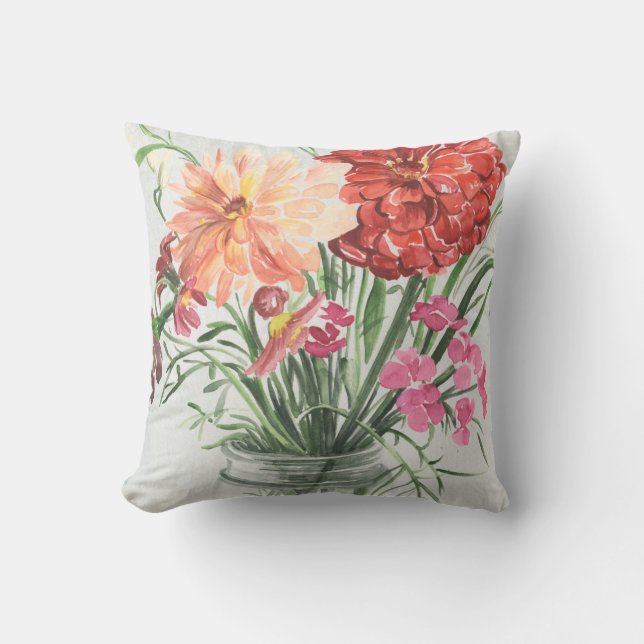 Summer Wildflowers - Pinks & Reds Cushion (Front)