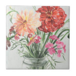 Summer Wildflowers - Pinks & Reds Tile<br><div class="desc">Summer Wildflowers II by Jennifer Paxton Parker. Features primarily pink and red wildflowers in a mason jar.</div>