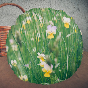 Summer wildflowers round cushion