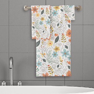Summer Wildflowers & Swirls ID1064 Bath Towel Set