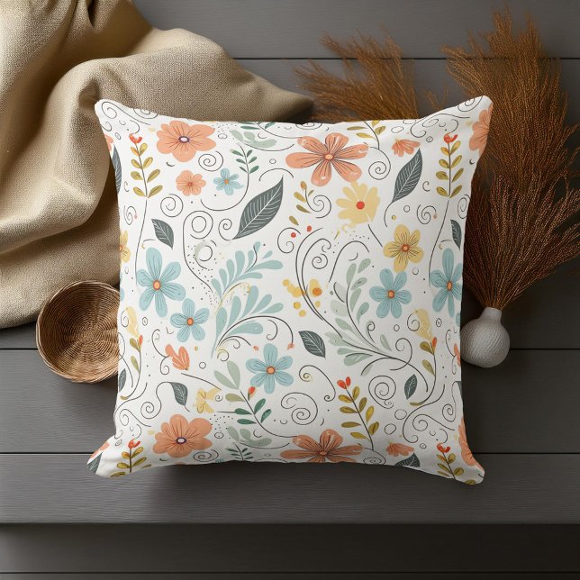 Summer Wildflowers & Swirls ID1064 Cushion (Creator Uploaded)