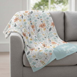 Summer Wildflowers & Swirls ID1064 Fleece Blanket