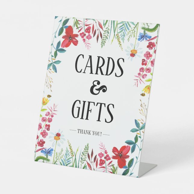 Summer Wildflowers Wedding Cards and Gifts Sign (Front)
