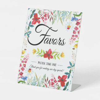 Summer Wildflowers Wedding Favours  Pedestal Sign