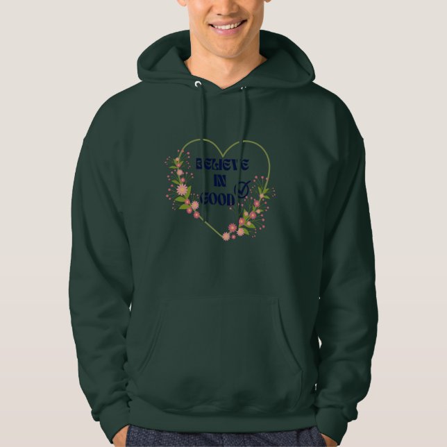 Summer Winter Unisex Floral Heart  Quote B I G  Hoodie (Front)