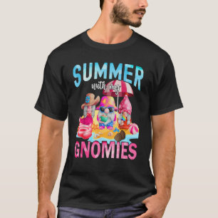 Summer With My Gnomies Cute Garden Gnomes Family V T-Shirt