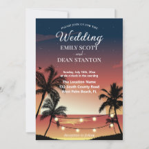 Summer With Sunset Palm Trees Wedding