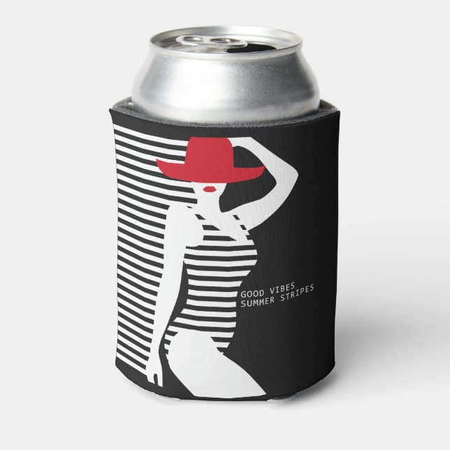 Summer Woman custom monogram can cooler (Can Back)