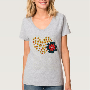 Summer Women Daisy Flower Heart  T-Shirt