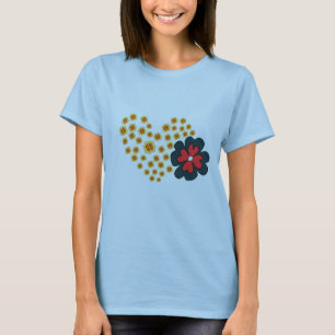  Summer Women Daisy Flower Heart  T-Shirt