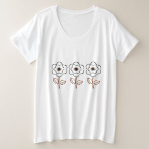 Summer Women's Plus Size Minimalist Flower T-Shirt