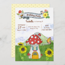 Summer Woodland Mushroom House Whimsical Birthday