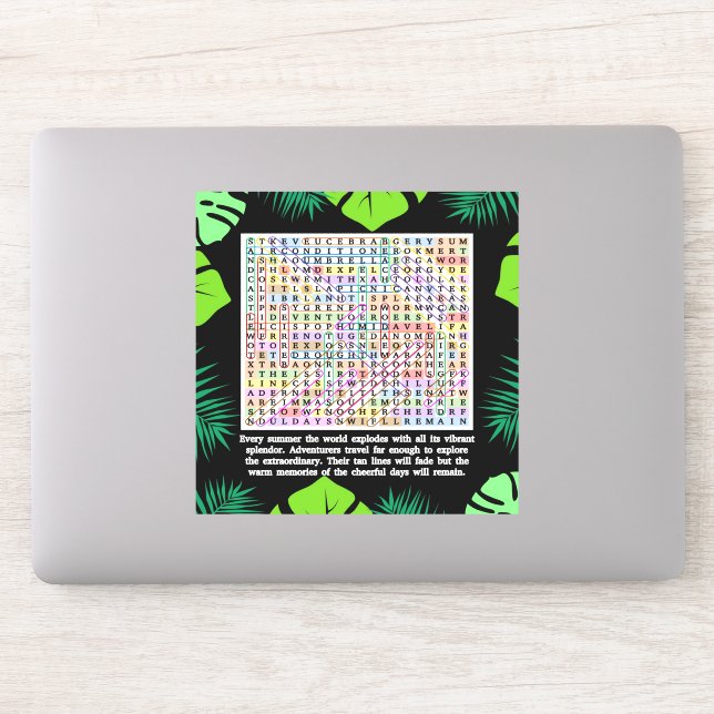Summer Word Search Puzzle (Computer)