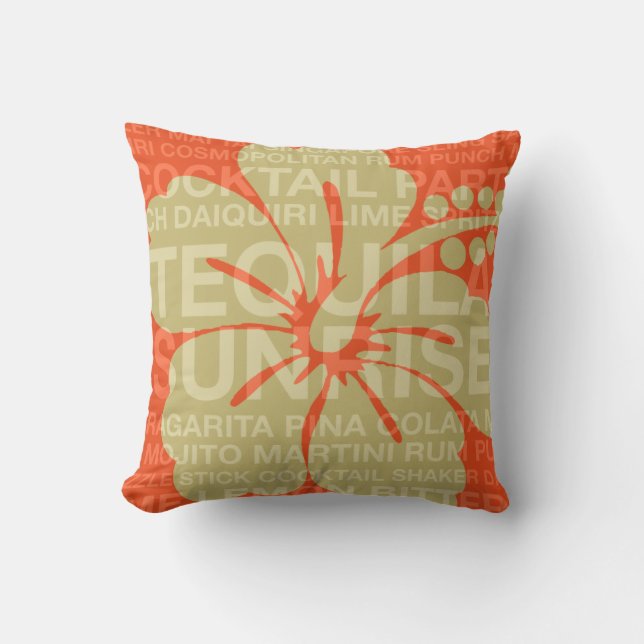 Summer Words Cocktails and Hibiscus Pillows (Front)